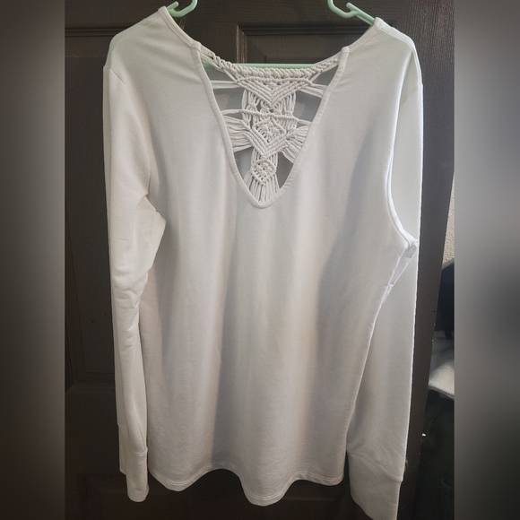 Ideology white macrame back long sleeve pullover Xl - Picture 5 of 5